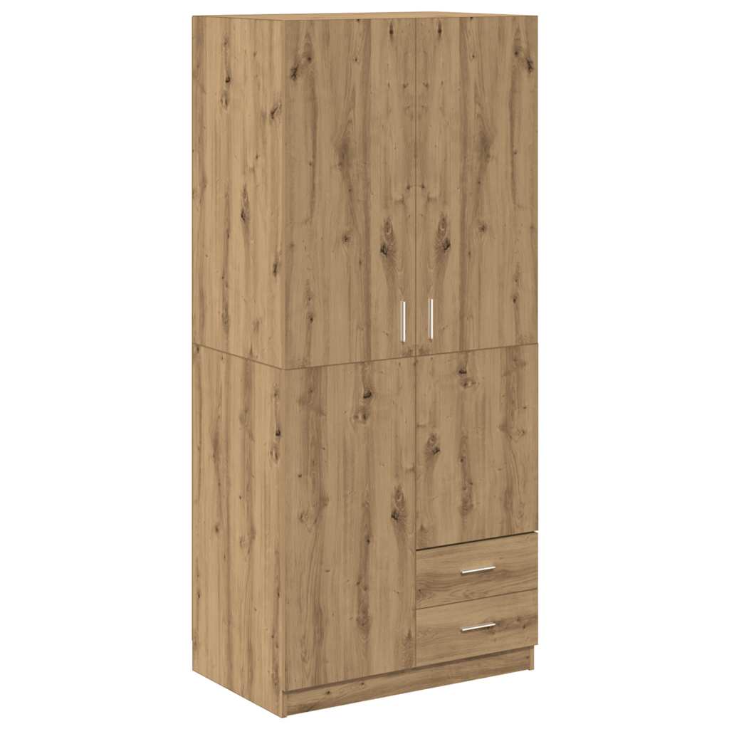 Kézműves tölgy színű szerelt fa ruhásszekrény 80x52x180 cm Kézműves tölgy színű szerelt fa ruhásszekrény 80x52x180 cm