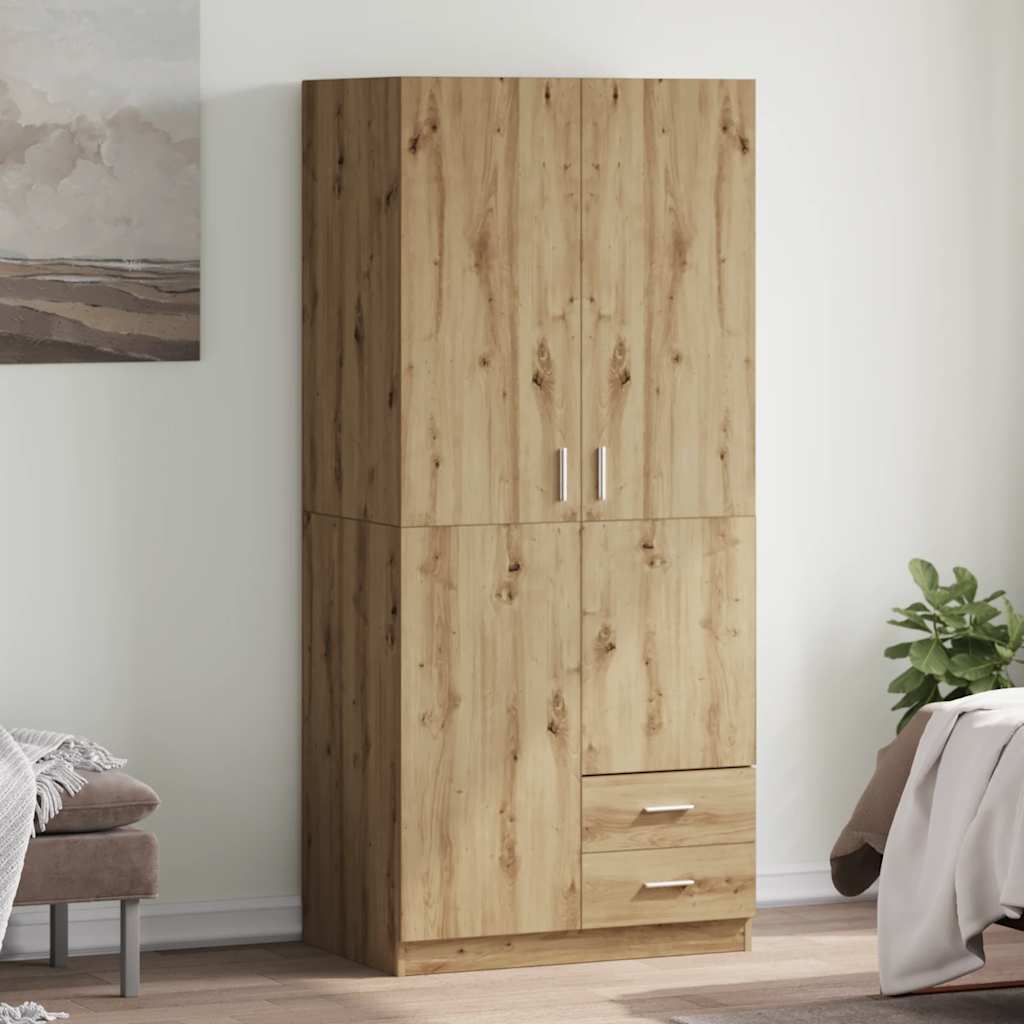 Kézműves tölgy színű szerelt fa ruhásszekrény 80x52x180 cm Kézműves tölgy színű szerelt fa ruhásszekrény 80x52x180 cm