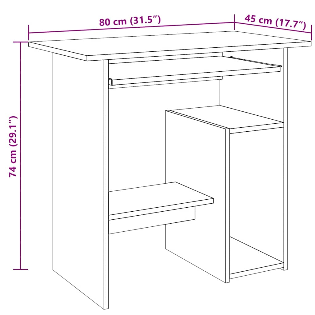 Antik fa színű szerelt fa íróasztal 80 x 45 x 74 cm