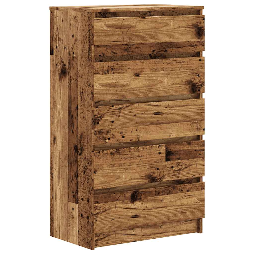 Antik fa színű szerelt fa fiókos szekrény 60 x 36 x 103 cm