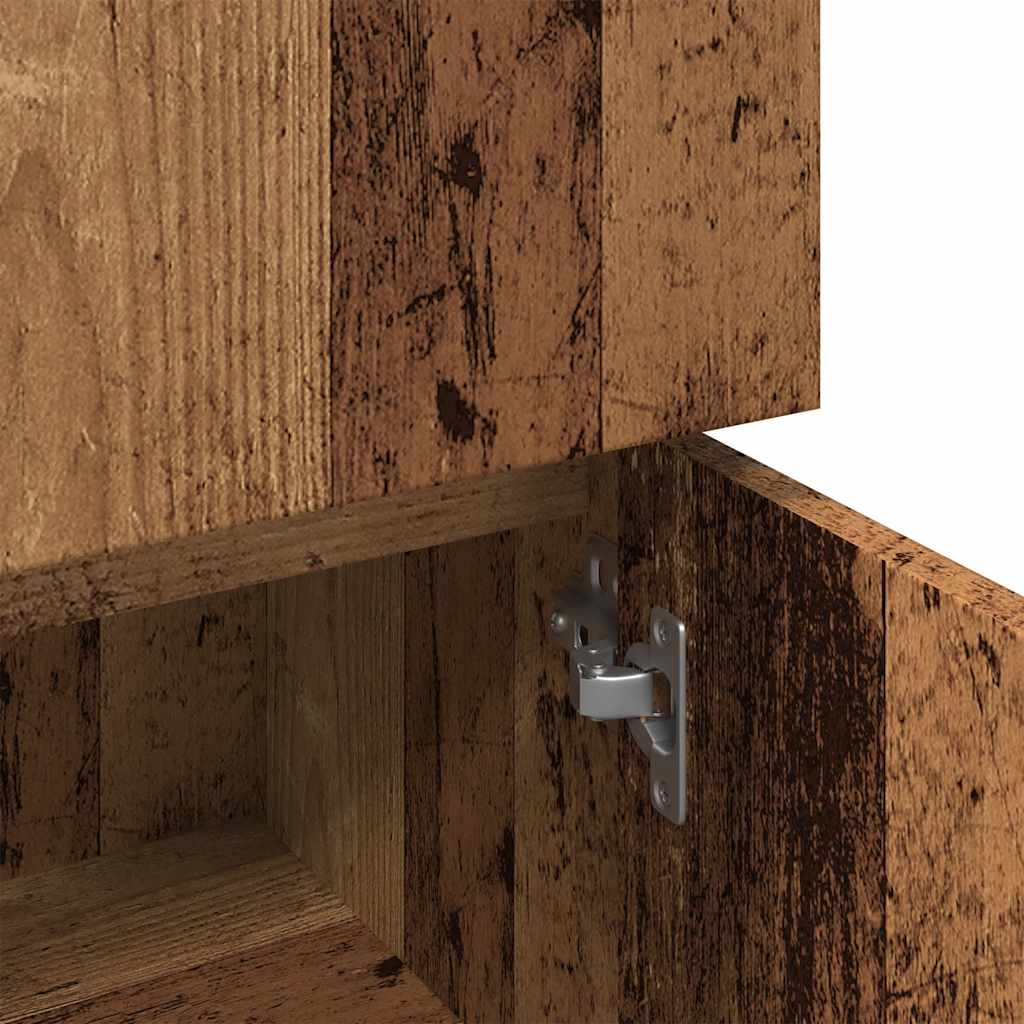 Fürdőszobaszekrény régi fa 30x30x95 cm gépelt fa