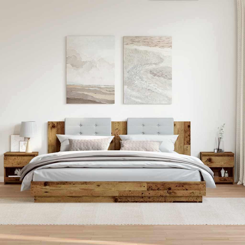 2 db antik fa forgácslap éjjeliszekrény 40 x 30 x 39 cm