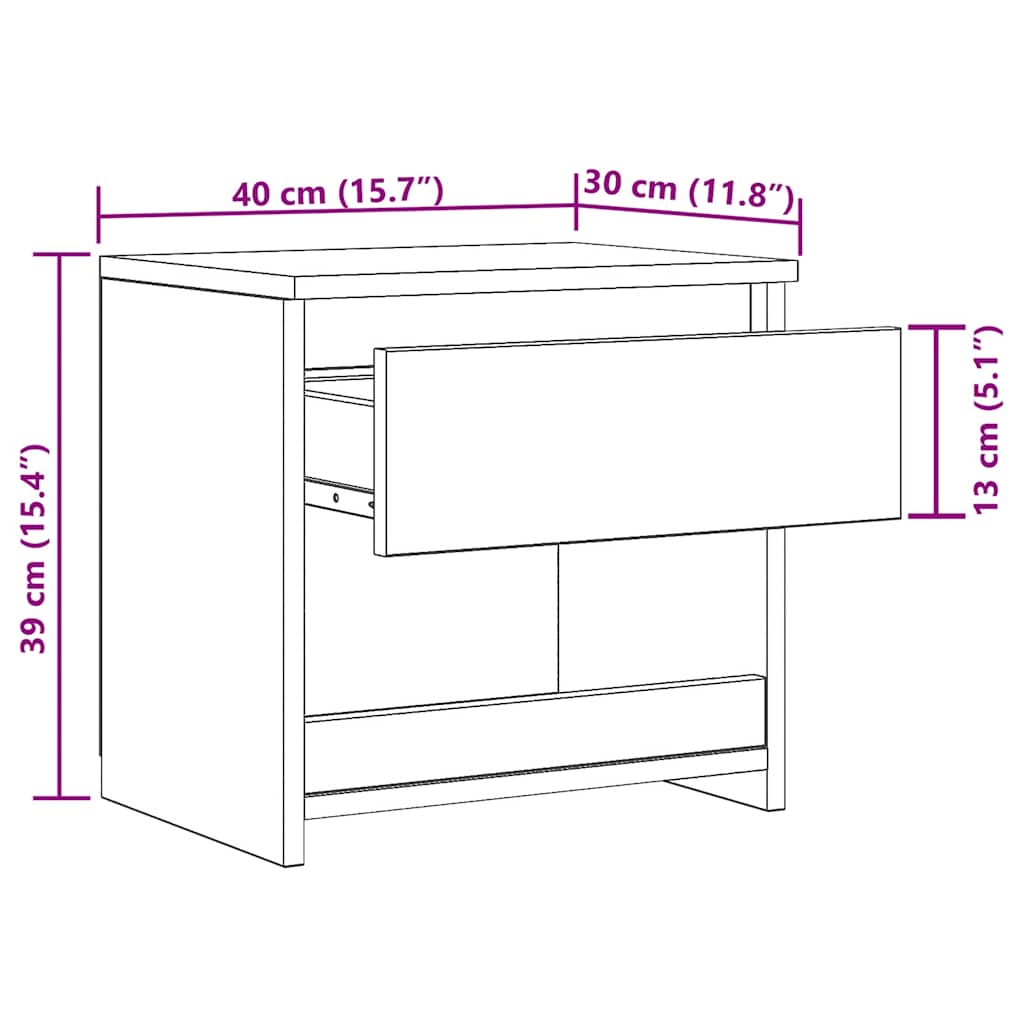2 db antik fa forgácslap éjjeliszekrény 40 x 30 x 39 cm