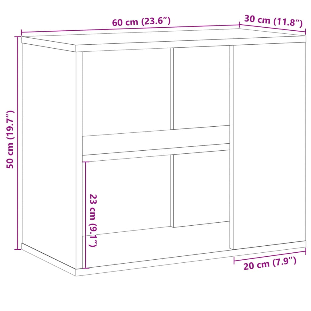Antik fa színű szerelt fa kisszekrény 60 x 30 x 50 cm