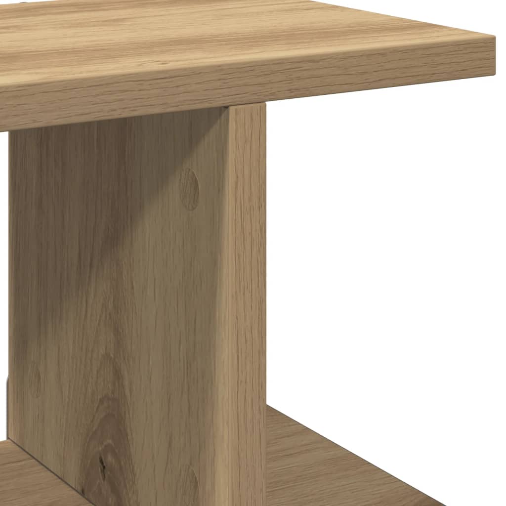 2 db kézműves tölgyszínű szerelt fa fali kockapolc 105x18x20 cm