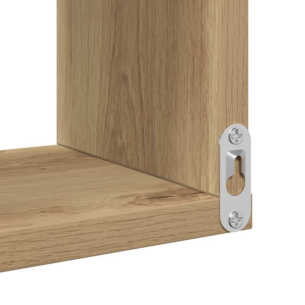 2 db kézműves tölgyszínű szerelt fa fali sarokpolc 40x40x49,5cm