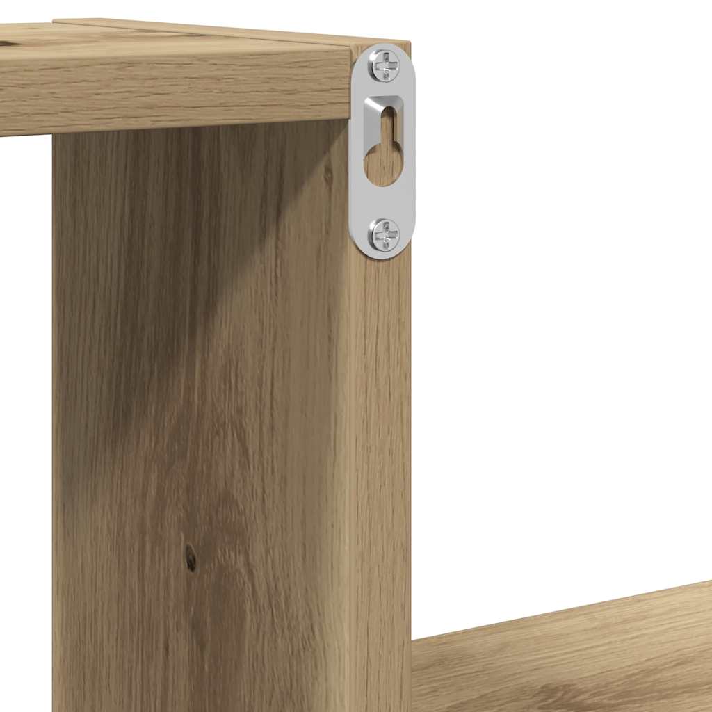 2 db kézműves tölgyszínű szerelt fa fali kockapolc 100x15x20 cm