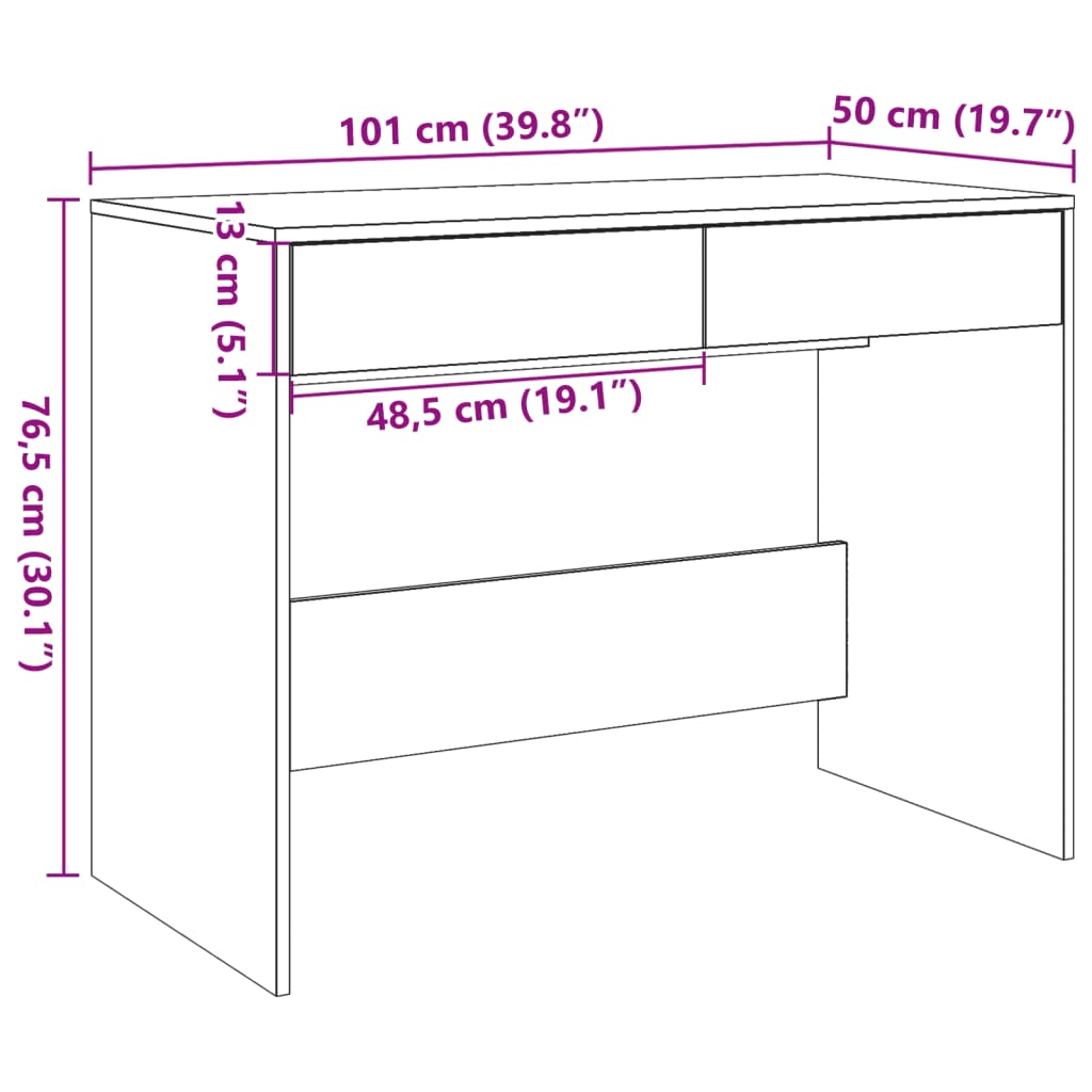 Antik fa színű szerelt fa íróasztal 101 x 50 x 76,5 cm