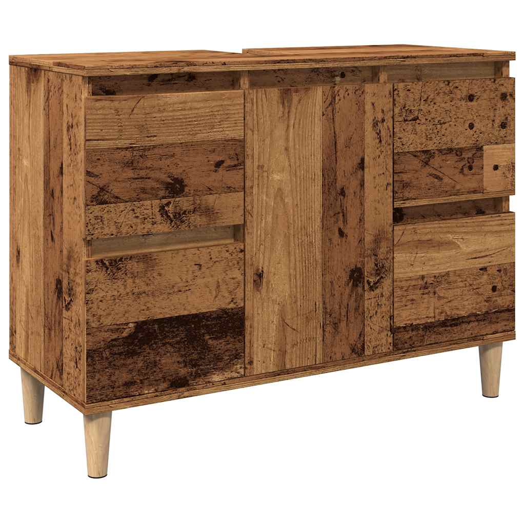 Antik fa színű szerelt fa mosdószekrény 80 x 33 x 60 cm