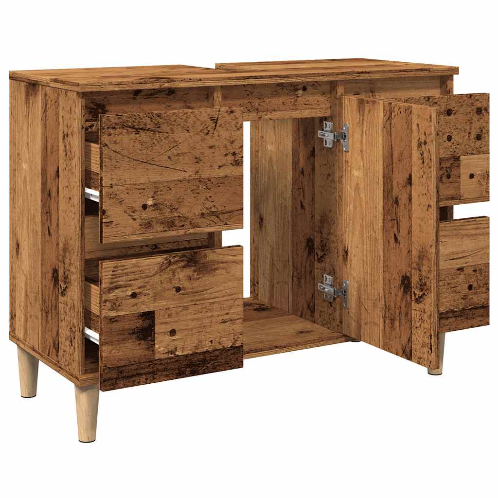 Antik fa színű szerelt fa mosdószekrény 80 x 33 x 60 cm