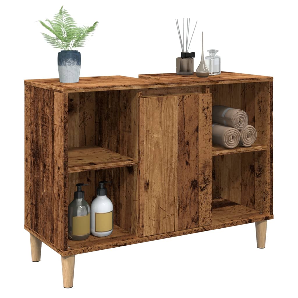 Antik fa színű szerelt fa mosdószekrény 80 x 33 x 60 cm