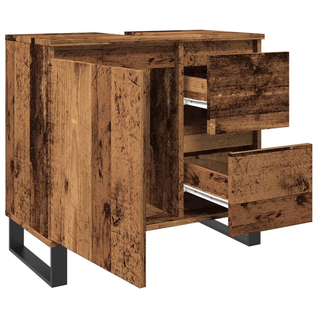 Antik fa színű szerelt fa mosdószekrény 65 x 33 x 60 cm