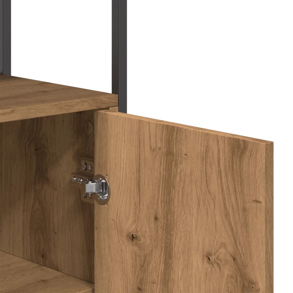 Kézműves tölgy színű szerelt fa tálalószekrény 70 x 30 x 80 cm