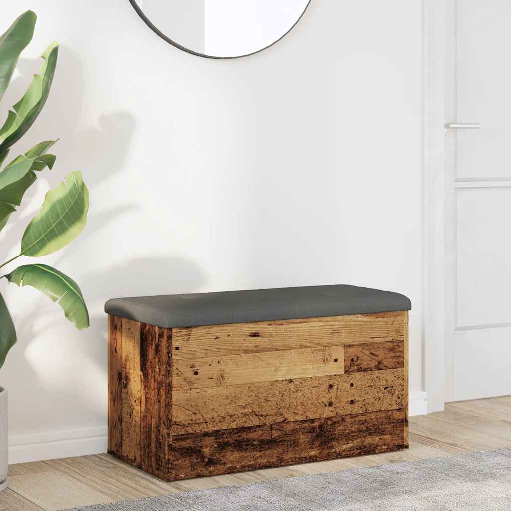 Antik fa szerelt fa tárolópad 82x42x45 cm