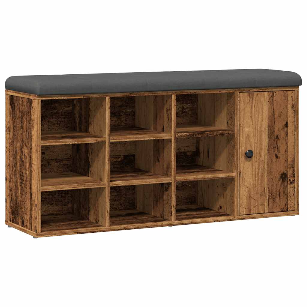 Antik fa szerelt fa cipőtároló pad 102x32x50 cm