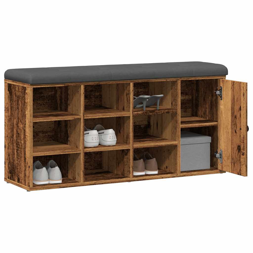 Antik fa szerelt fa cipőtároló pad 102x32x50 cm