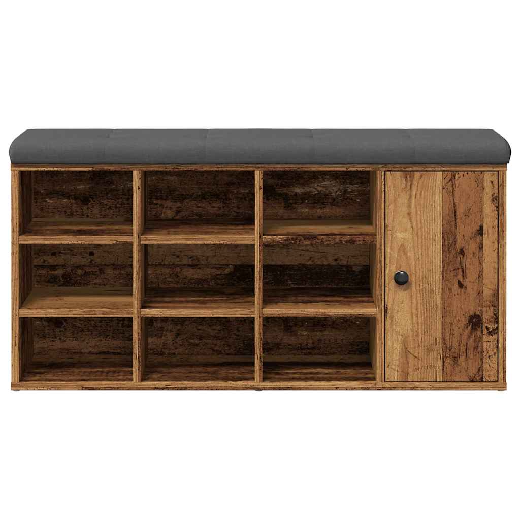 Antik fa szerelt fa cipőtároló pad 102x32x50 cm