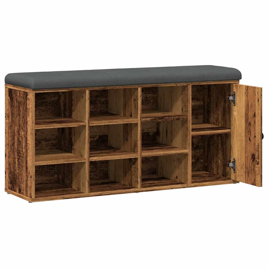 Antik fa szerelt fa cipőtároló pad 102x32x50 cm