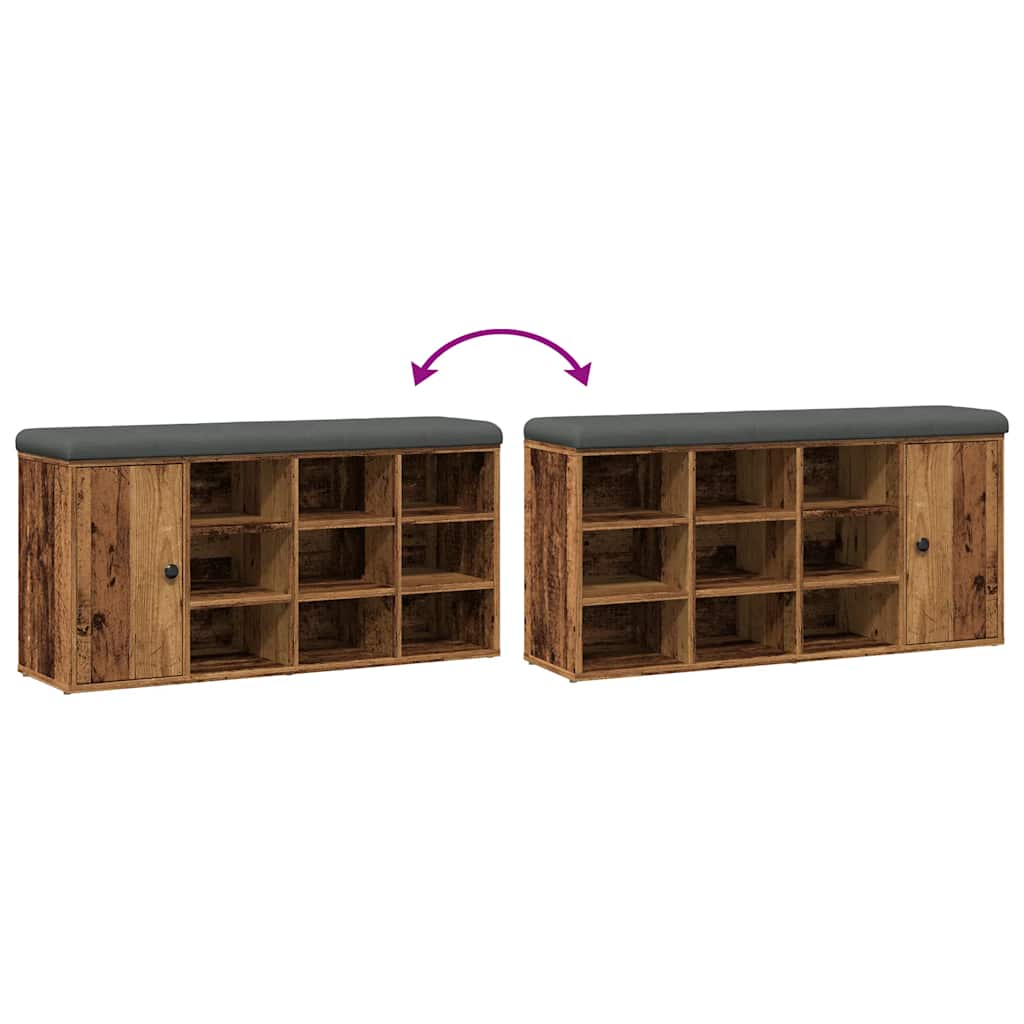 Antik fa szerelt fa cipőtároló pad 102x32x50 cm