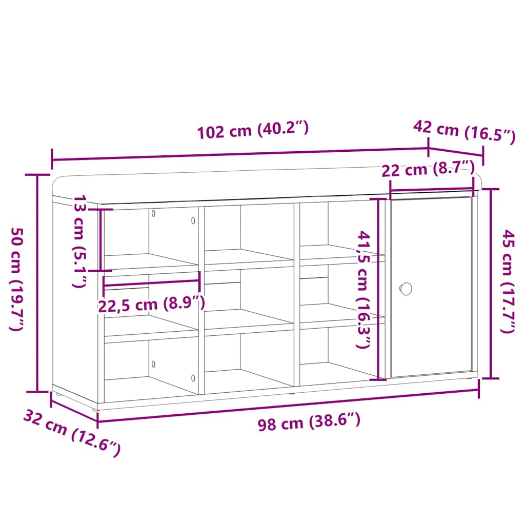 Antik fa szerelt fa cipőtároló pad 102x32x50 cm
