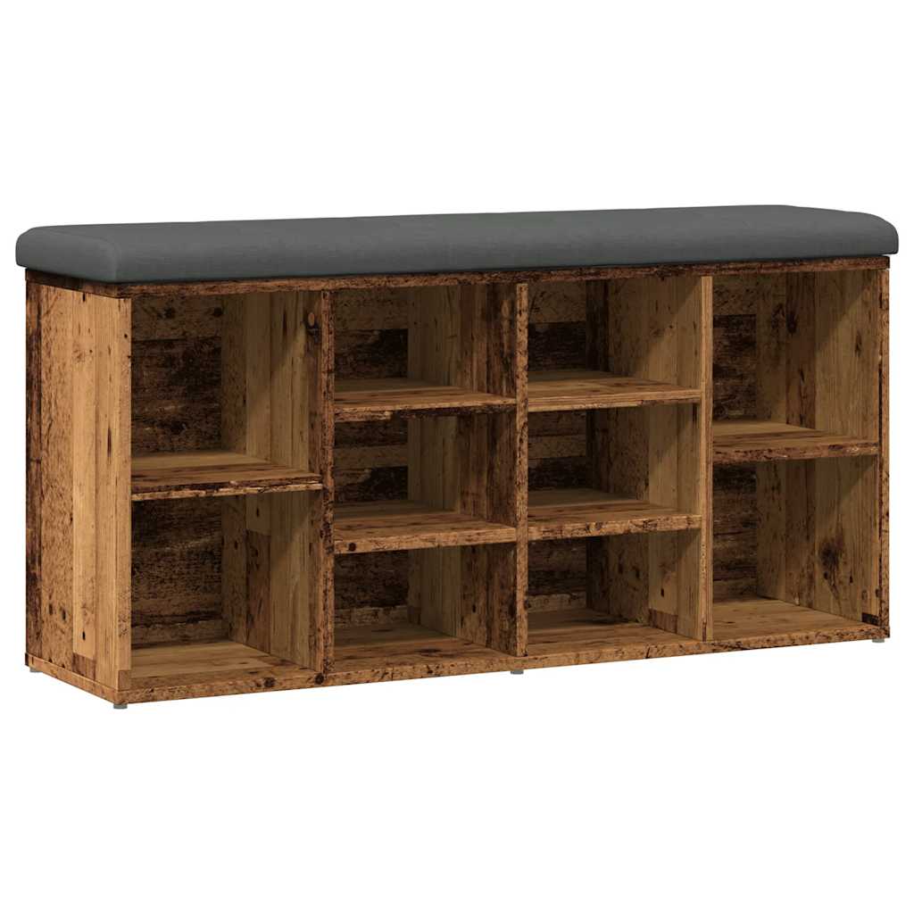 Antik fa szerelt fa cipőtároló pad 102x32x50 cm