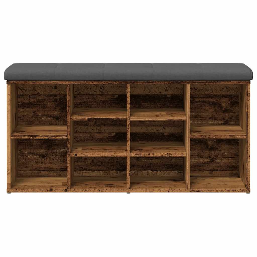 Antik fa szerelt fa cipőtároló pad 102x32x50 cm