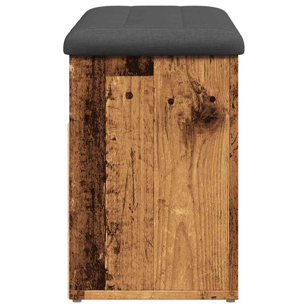 Antik fa szerelt fa cipőtároló pad 82x32x45,5 cm