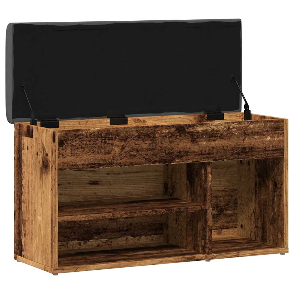 Antik fa szerelt fa cipőtároló pad 82x32x45,5 cm