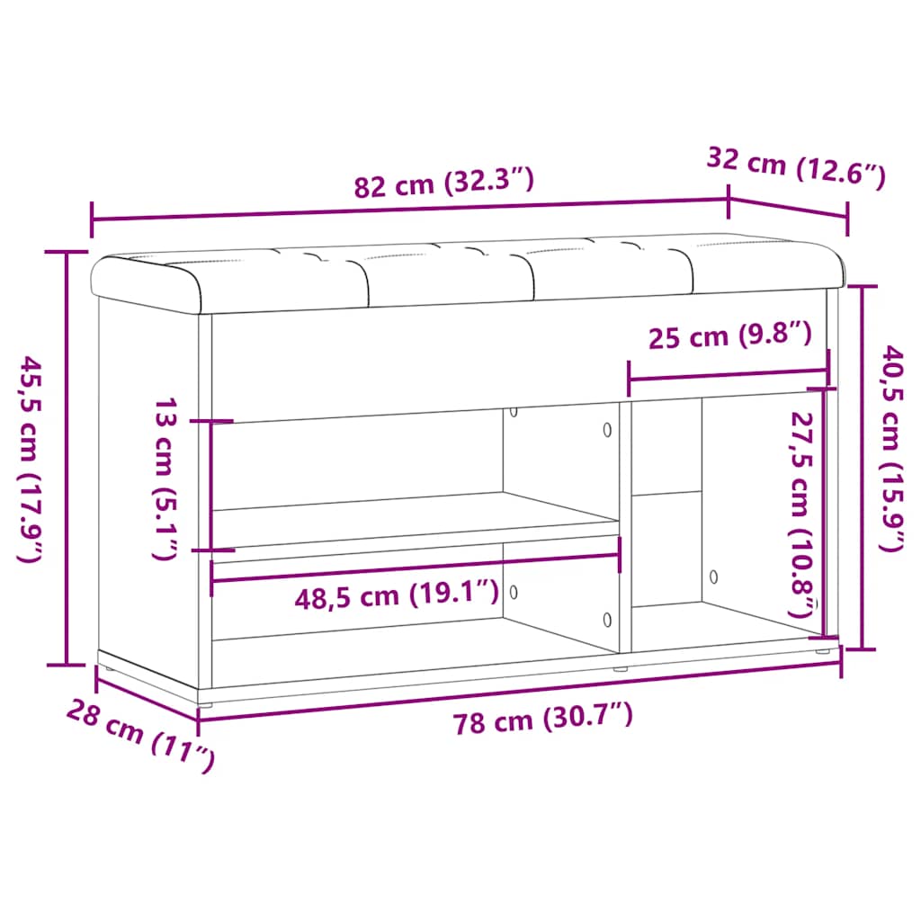 Antik fa szerelt fa cipőtároló pad 82x32x45,5 cm