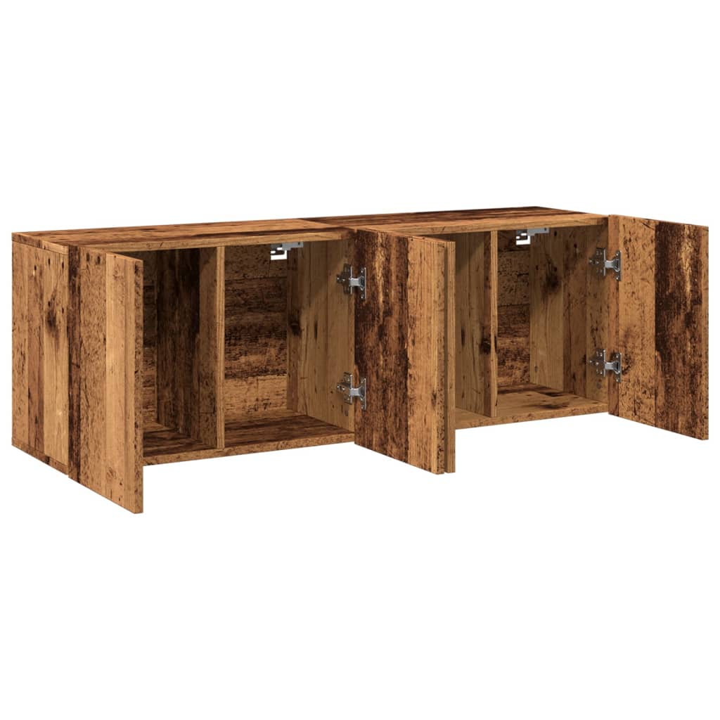 2 db antik fa színű falra szerelhető tv-szekrény 60 x 30 x 41cm