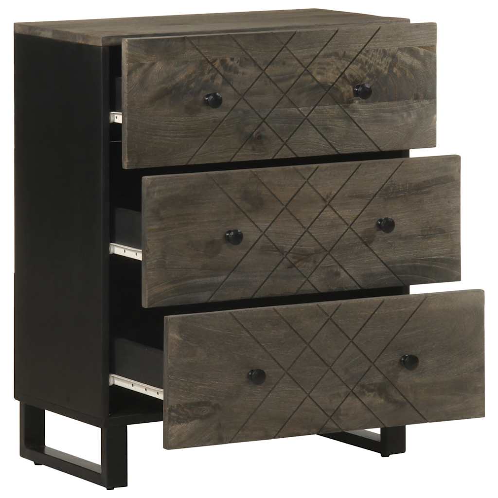 Sideboard fekete 60x33x75 cm tömörfa mango