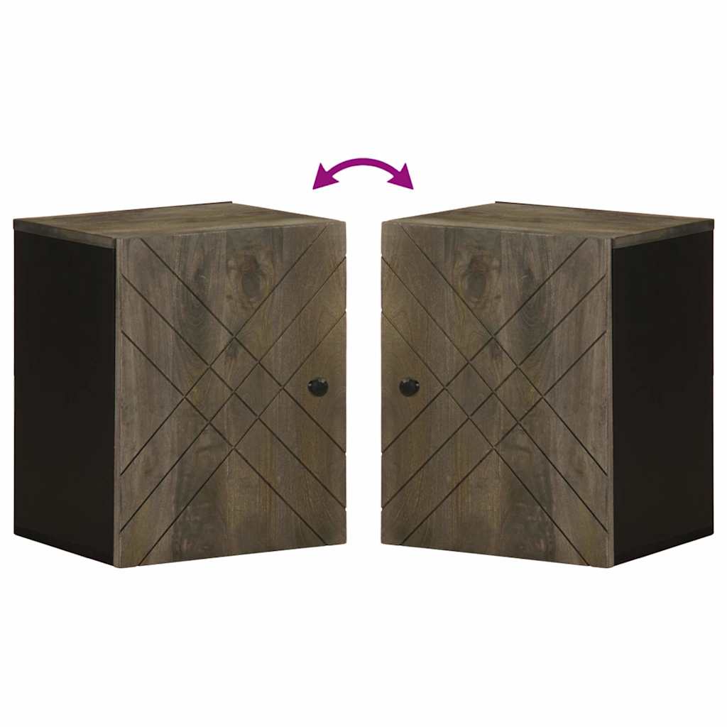 Falra szerelhető fürdőszoba szekrény fekete tömörfa mangó