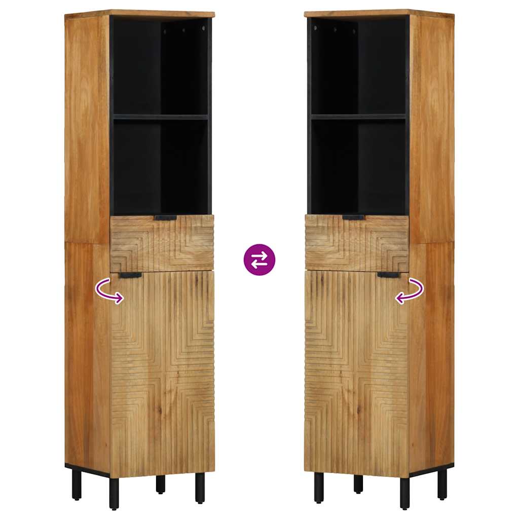 Barna tömör mangófa fürdőszobaszekrény 38 x 33 x 160 cm