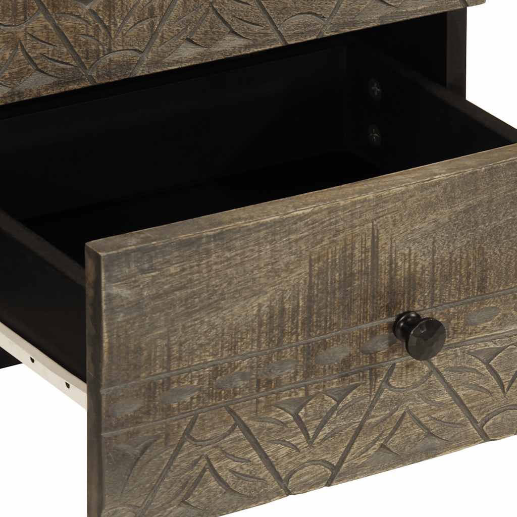 Világosszürke tömör mangófa éjjeliszekrény 40 x 33 x 46 cm