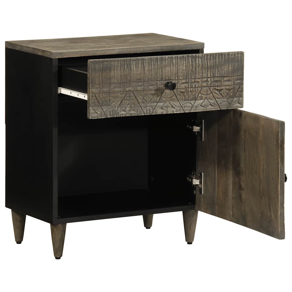 Világosszürke tömör mangófa éjjeliszekrény 50x33x60 cm