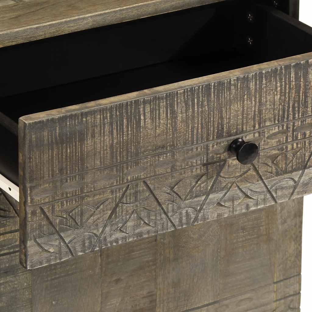 Világosszürke tömör mangófa éjjeliszekrény 50x33x60 cm