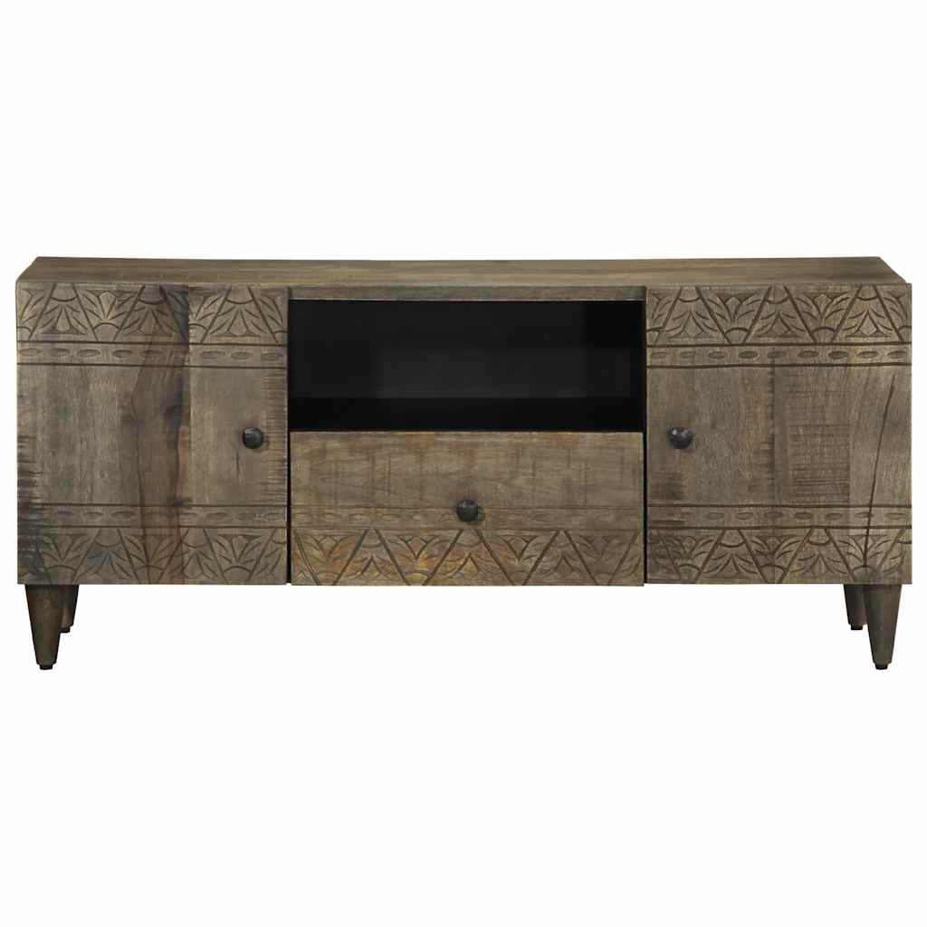 Világosszürke tömör mangófa tv-szekrény 105x33,5x46 cm