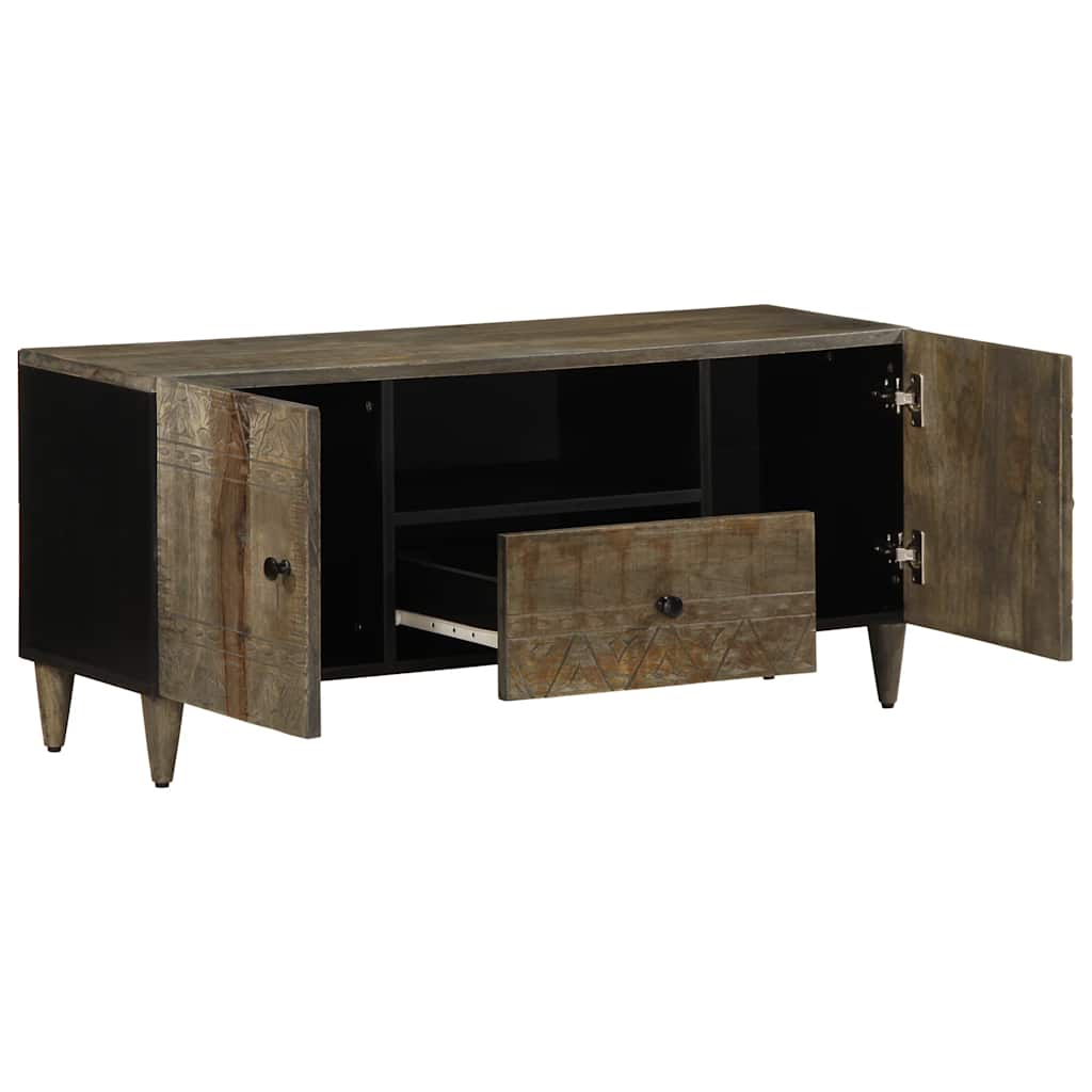 Világosszürke tömör mangófa tv-szekrény 105x33,5x46 cm