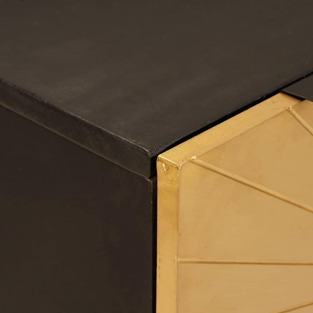 Széf fekete és arany 60 x 33 x 75 cm tömör mangófa