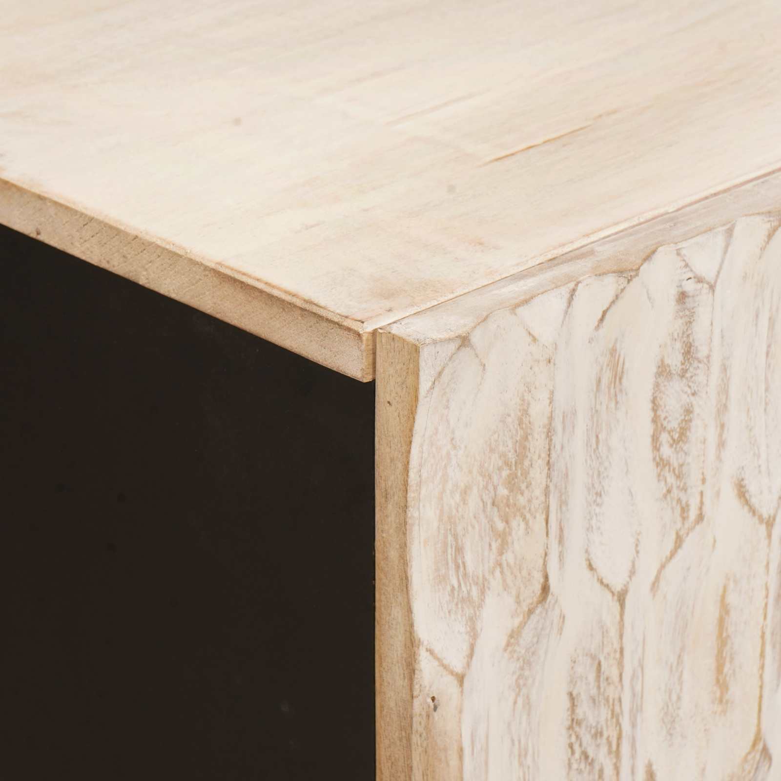 Tv szekrény polcokkal fehér mosott felület 105 x 33,5 x 46 cm