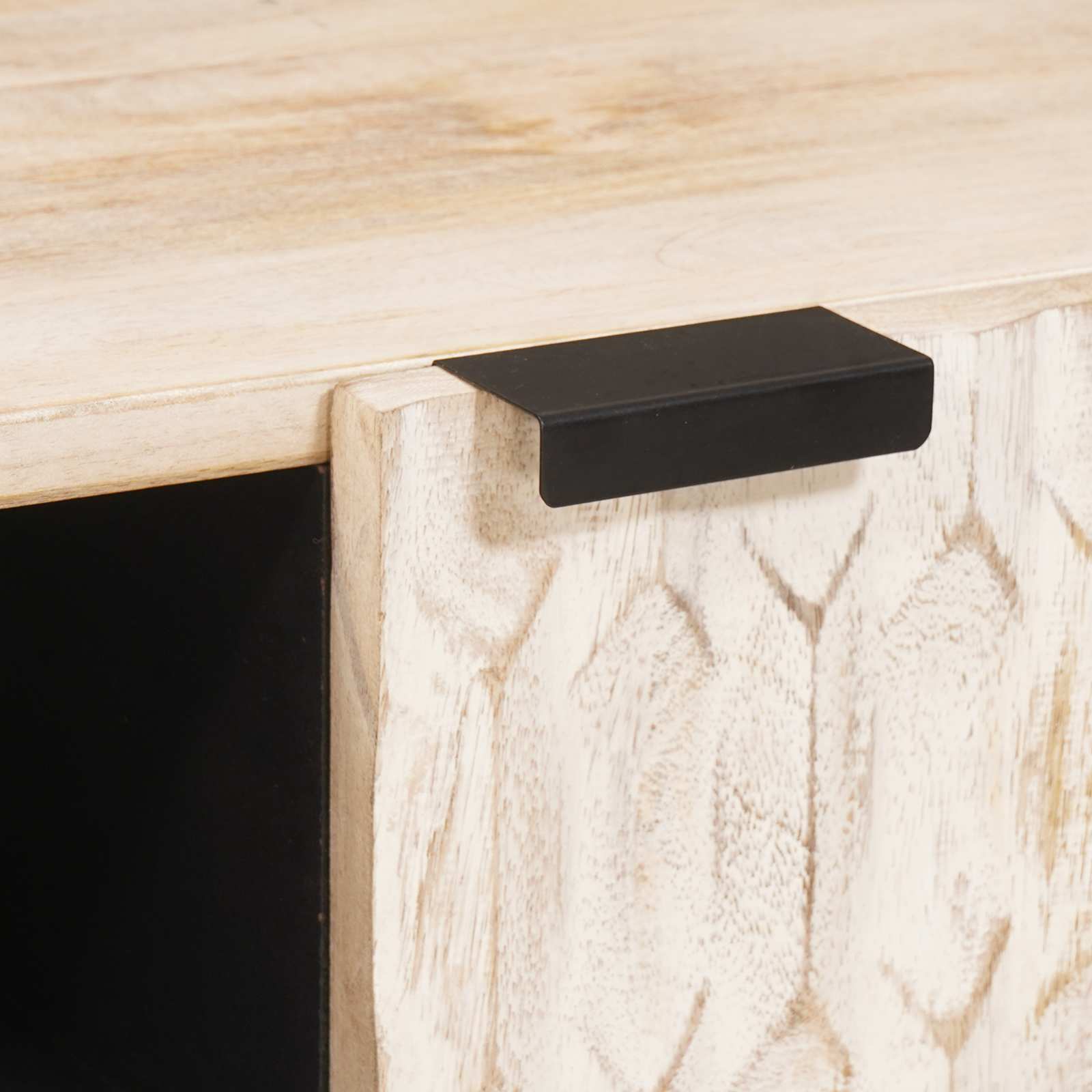 Tv szekrény polcokkal fehér mosott felület 105 x 33,5 x 46 cm