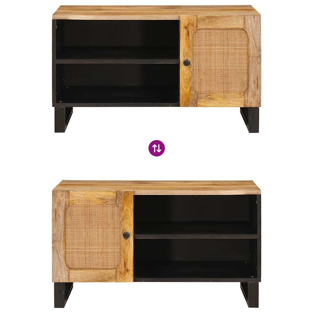 Tv szekrény tárolóval barna 80 x 33 x 46 cm tömör mangófát