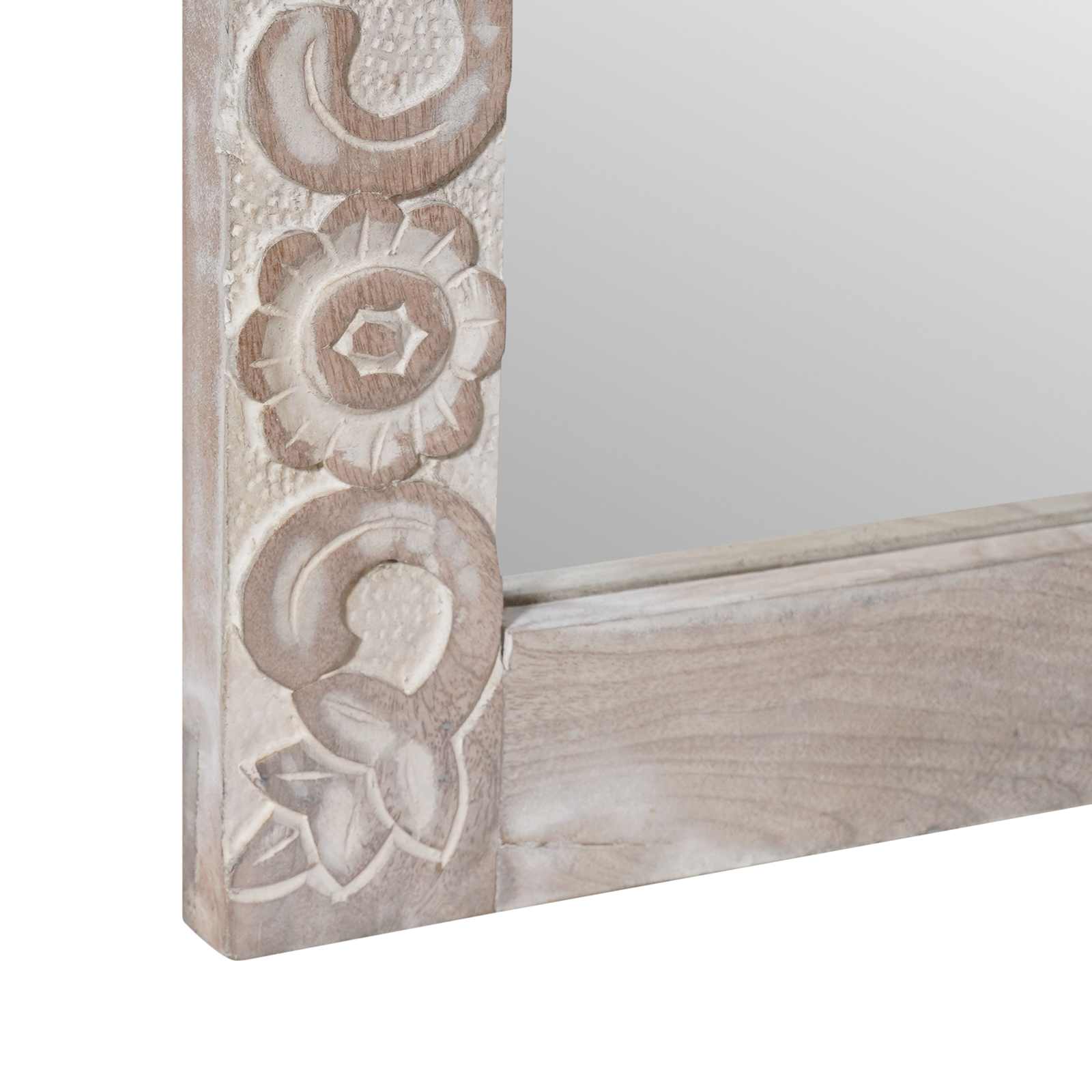 Fürdőszobai tükör tárolóval fehér 50 x 70 x 3 cm tömör mangófát