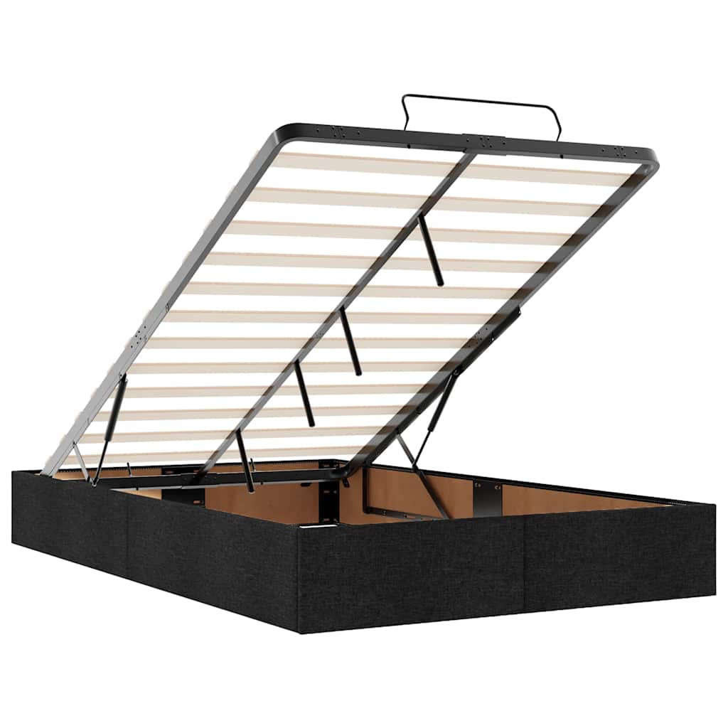 Ottomán fekete szövet ágykeret matrac nélkül 120x200 cm