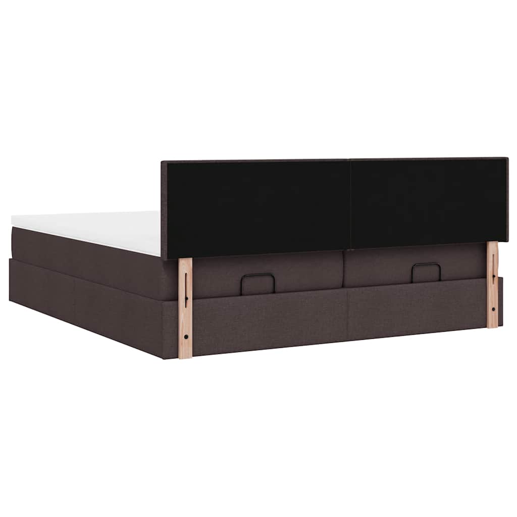 Ottomán ágykeret matracokkal sötétbarna 200x200cm szövet