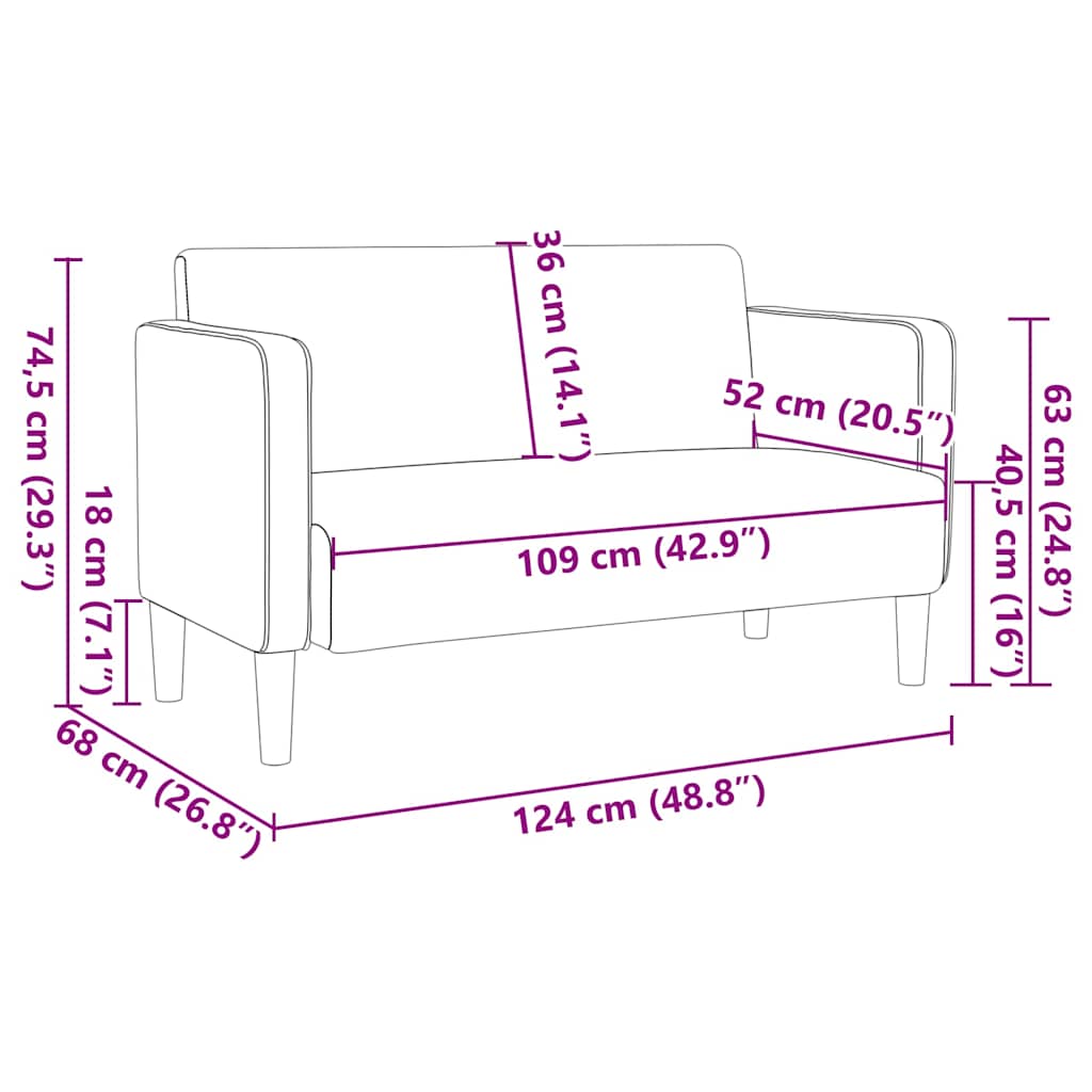 Világosszürke kordbársony szövet loveseat kanapé 109 cm