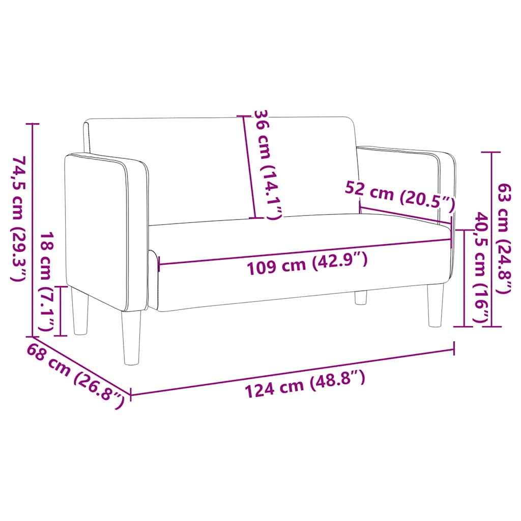 Krém kordbársony szövet loveseat kanapé 109 cm