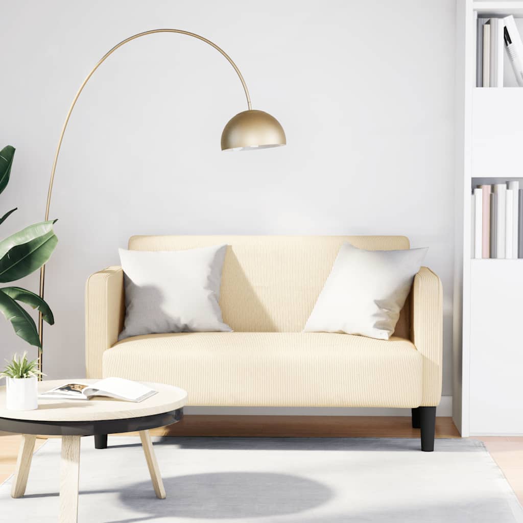 Krém kordbársony szövet loveseat kanapé 109 cm