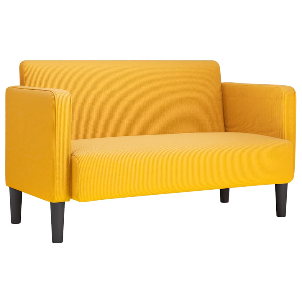 Világossárga kordbársony szövet loveseat kanapé 109 cm