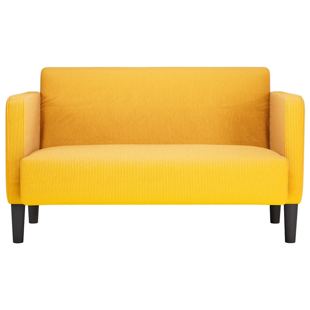 Világossárga kordbársony szövet loveseat kanapé 109 cm